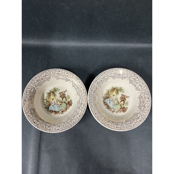 VTG American Limoges Triumph China D'or Dessert Bowls 6 1/8'' Set Of 2 - Picture 1 of 9